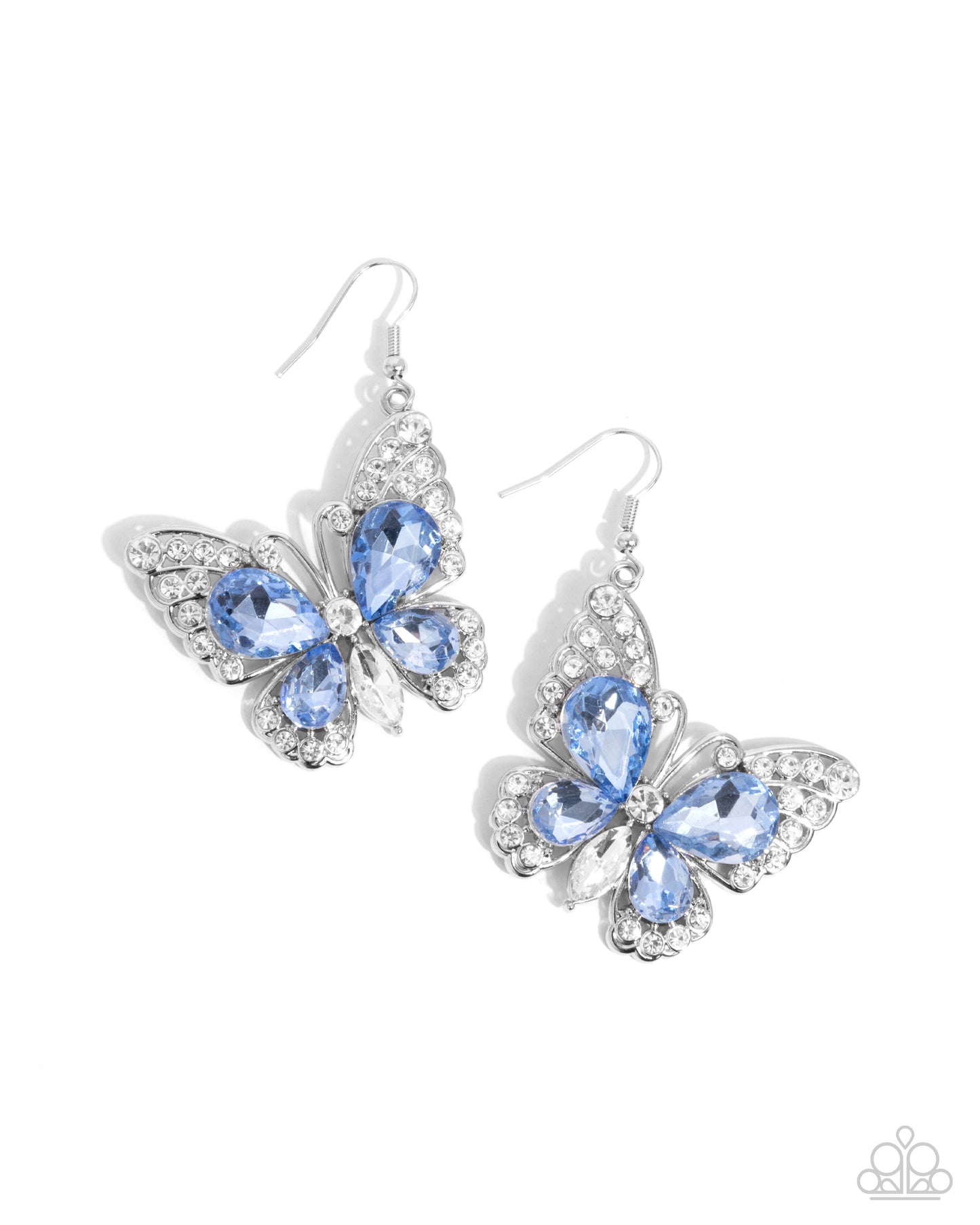 Teardrop Takeoff - Blue Rhinestone Butterfly Fishhook Earrings - Paparazzi Accessories