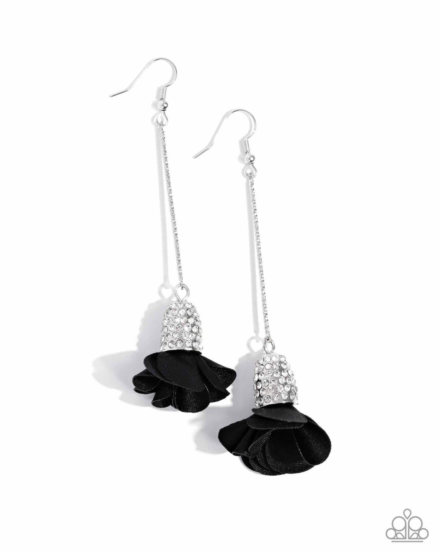 Drop Dead Dazzle - Black Fabric Petal Fishhook Earrings - Paparazzi Accessories