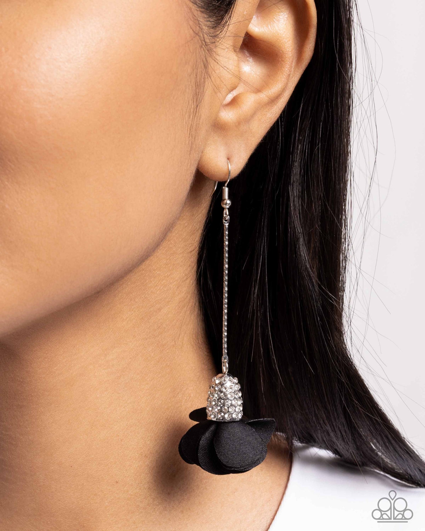 Drop Dead Dazzle - Black Fabric Petal Fishhook Earrings - Paparazzi Accessories