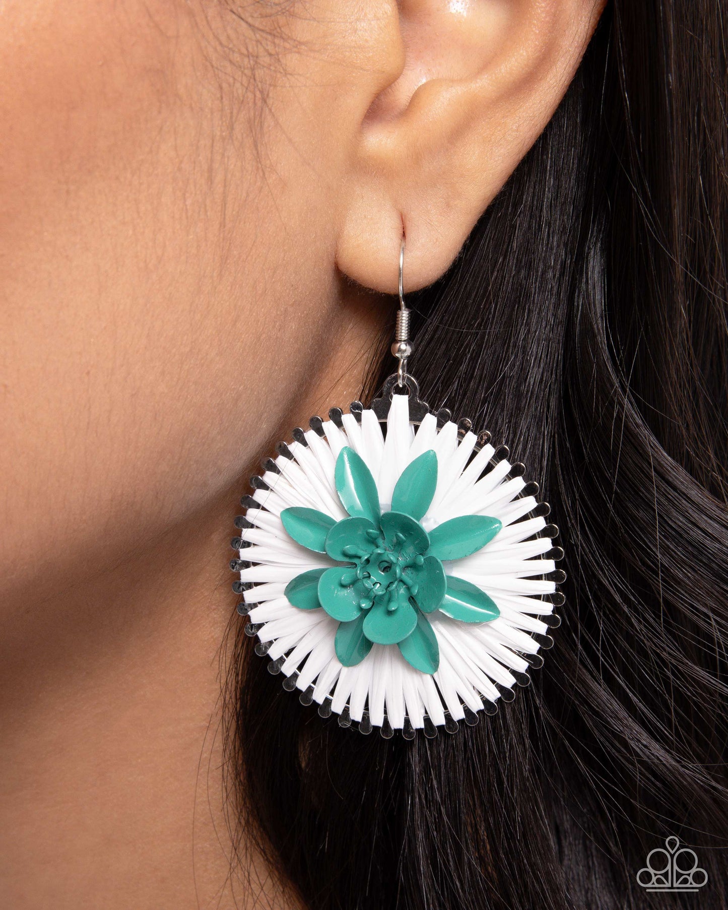 Dancing Daydream - Green Flower Fishhook Earrings - Paparazzi Accessories
