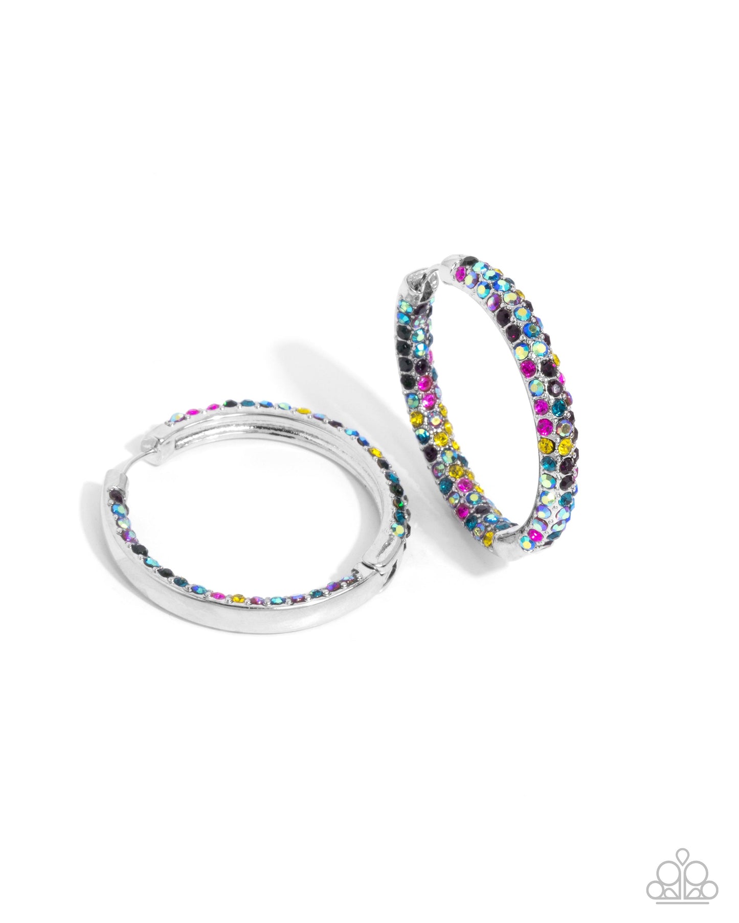 Calming Class - Multi Rhinestone Hinge Hoop Earrings - Paparazzi Accessories