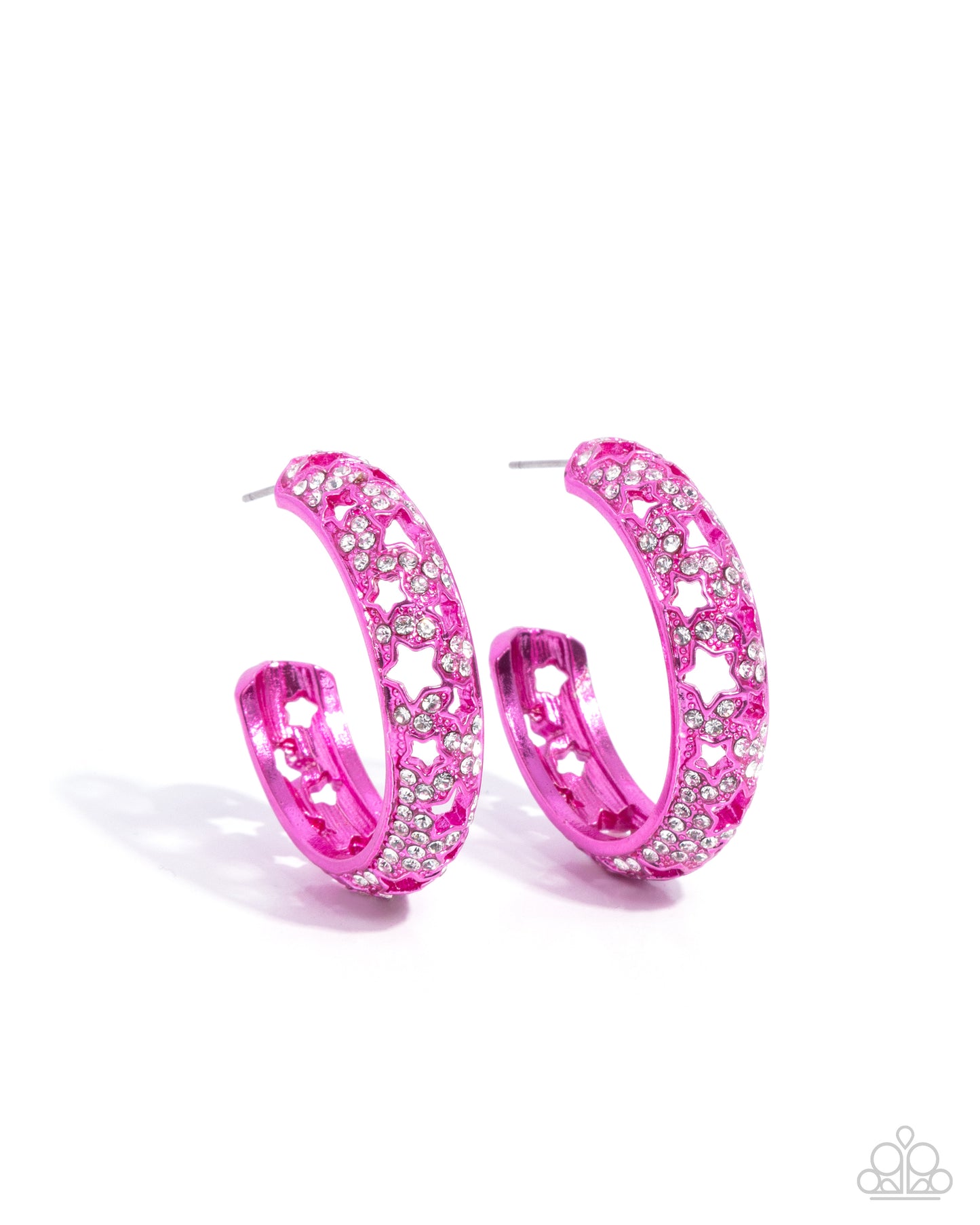 Stellar Significance - Pink Dipped Metal Star Cutout Hoop Earrings - Paparazzi Accessories