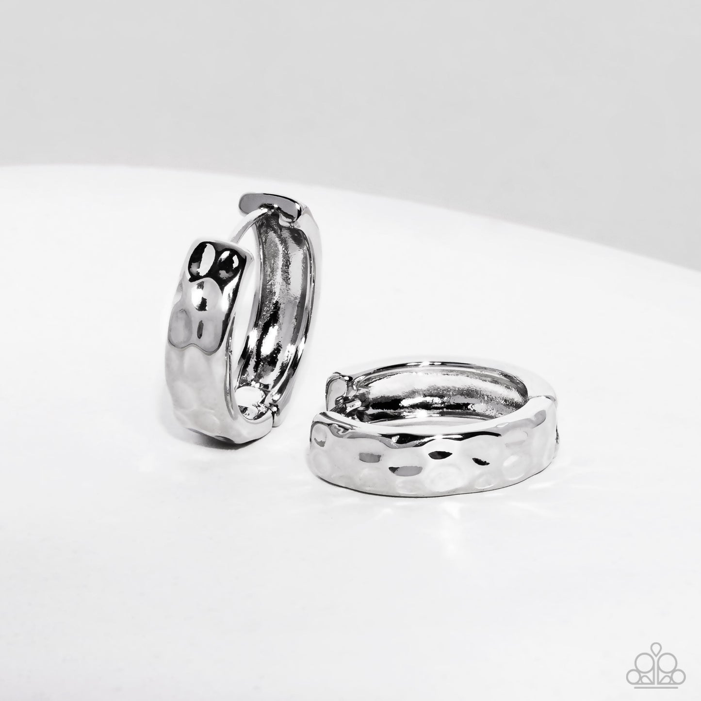 Hammered Hyperaware - Silver Hinge Hoop Earrings- Paparazzi Accessories