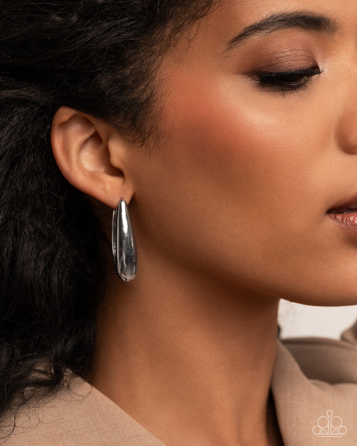 Eloquent Estate - Silver Hinge Hoop Earrings - Paparazzi Accessories