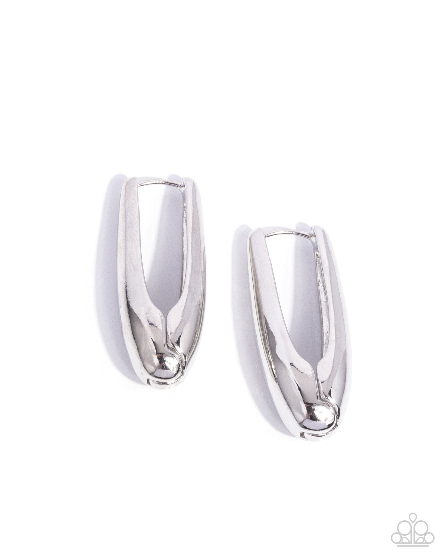 Eloquent Estate - Silver Hinge Hoop Earrings - Paparazzi Accessories