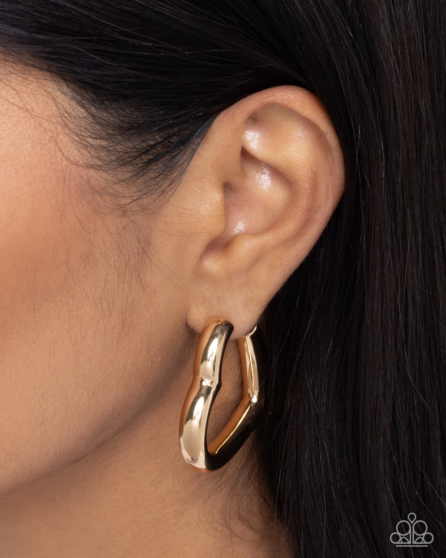 Local Attraction - Gold Heart Hoop Earrings - Paparazzi Accessories