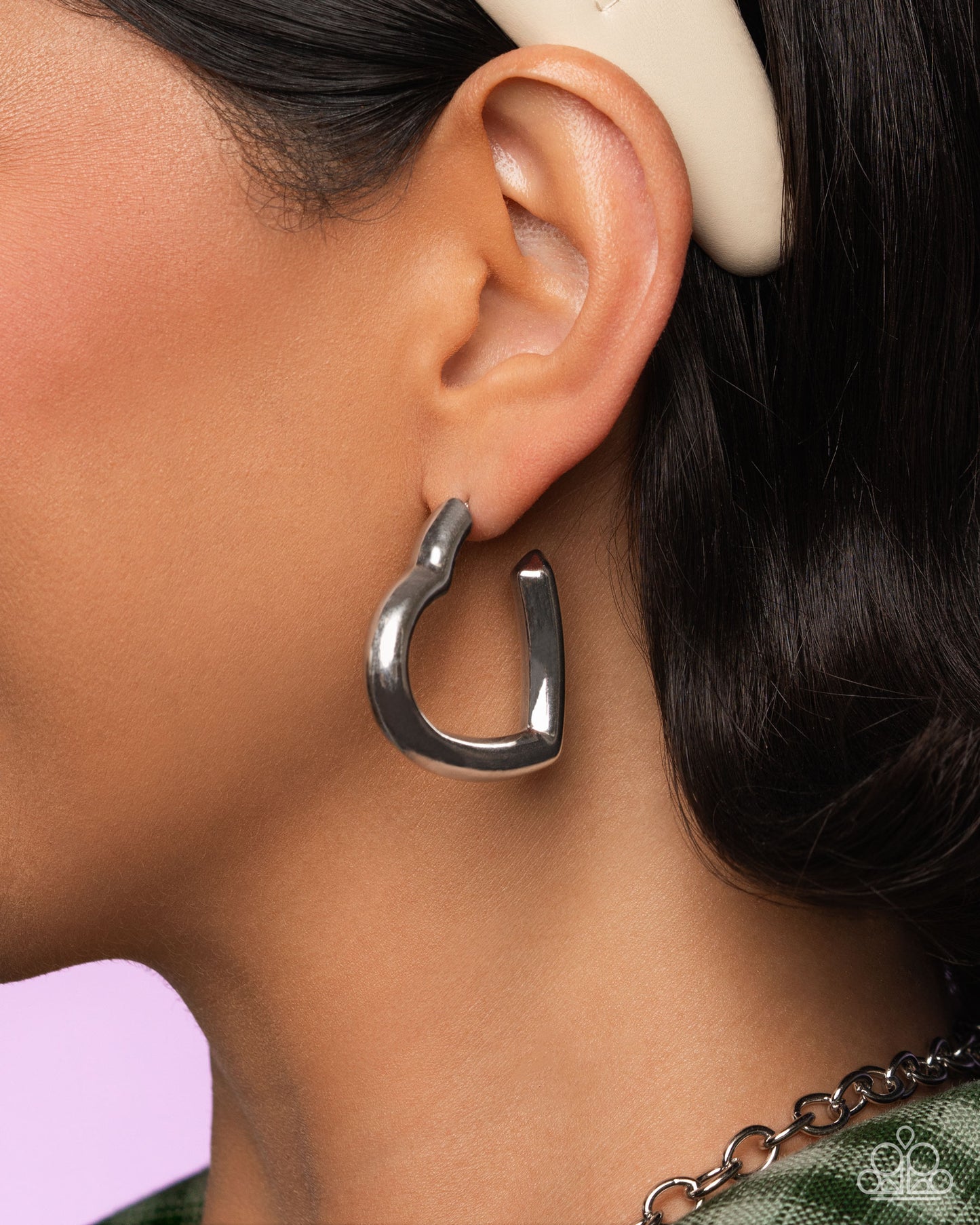 Local Attraction - Silver Heart Hoop Earrings - Paparazzi Accessories