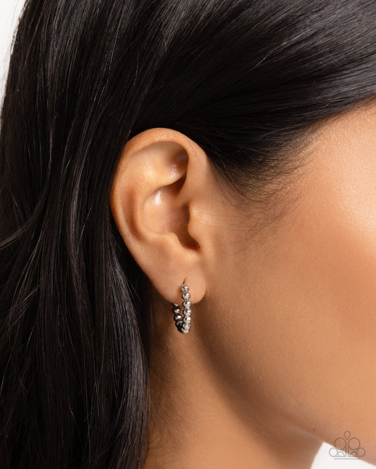 Darling Dance - Silver Hinge Hoop Earrings - Paparazzi Accessories
