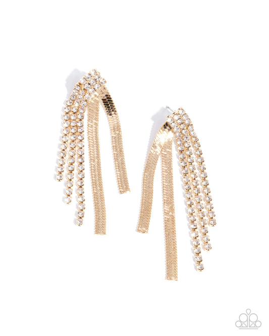 Dramatic Downpour - Gold Post Back Earrings - Paparazzi Accessories