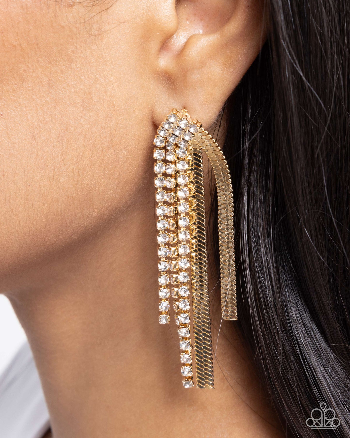 Dramatic Downpour - Gold Post Back Earrings - Paparazzi Accessories