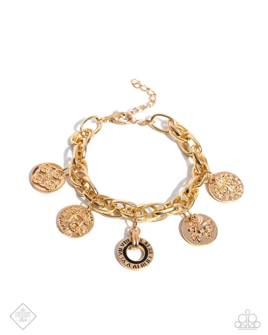 Delightful Declaration - Gold Charm Bracelet - Paparazzi Accessories