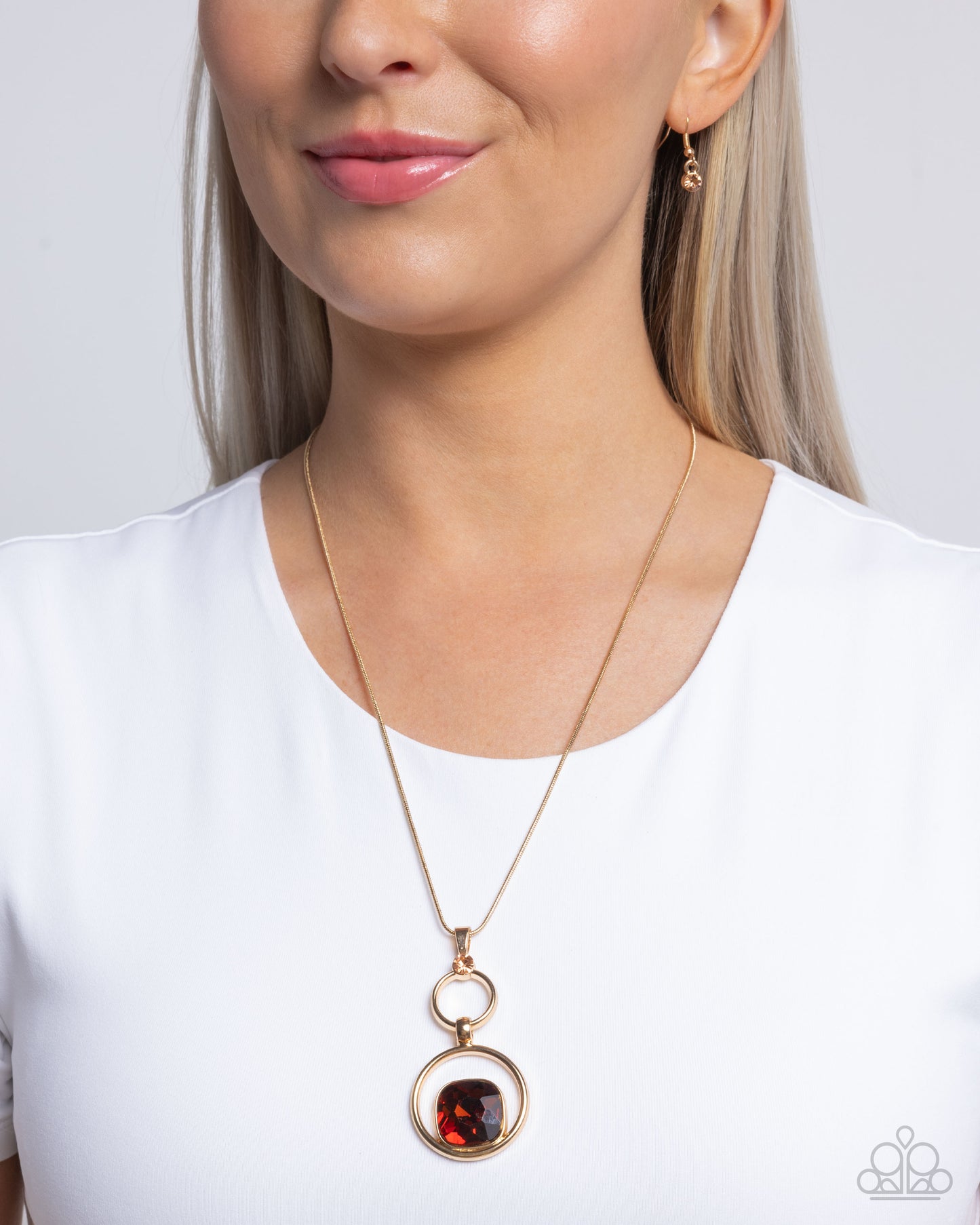 Debutante Delight - Brown Amber Rhinestone Pendant Necklace - Paparazzi Accessories