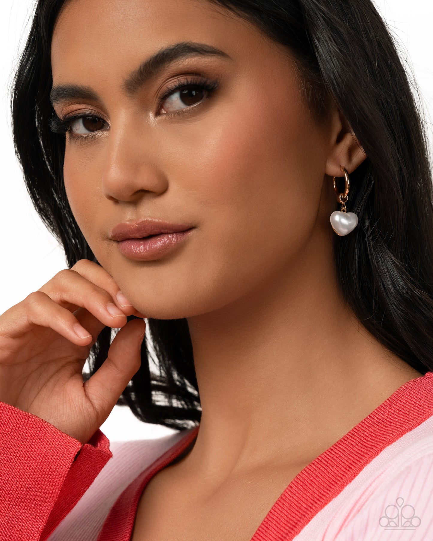 Carriage Chic - Gold Hinge Hoop Pearl Charm Earrings - Paparazzi Accessories