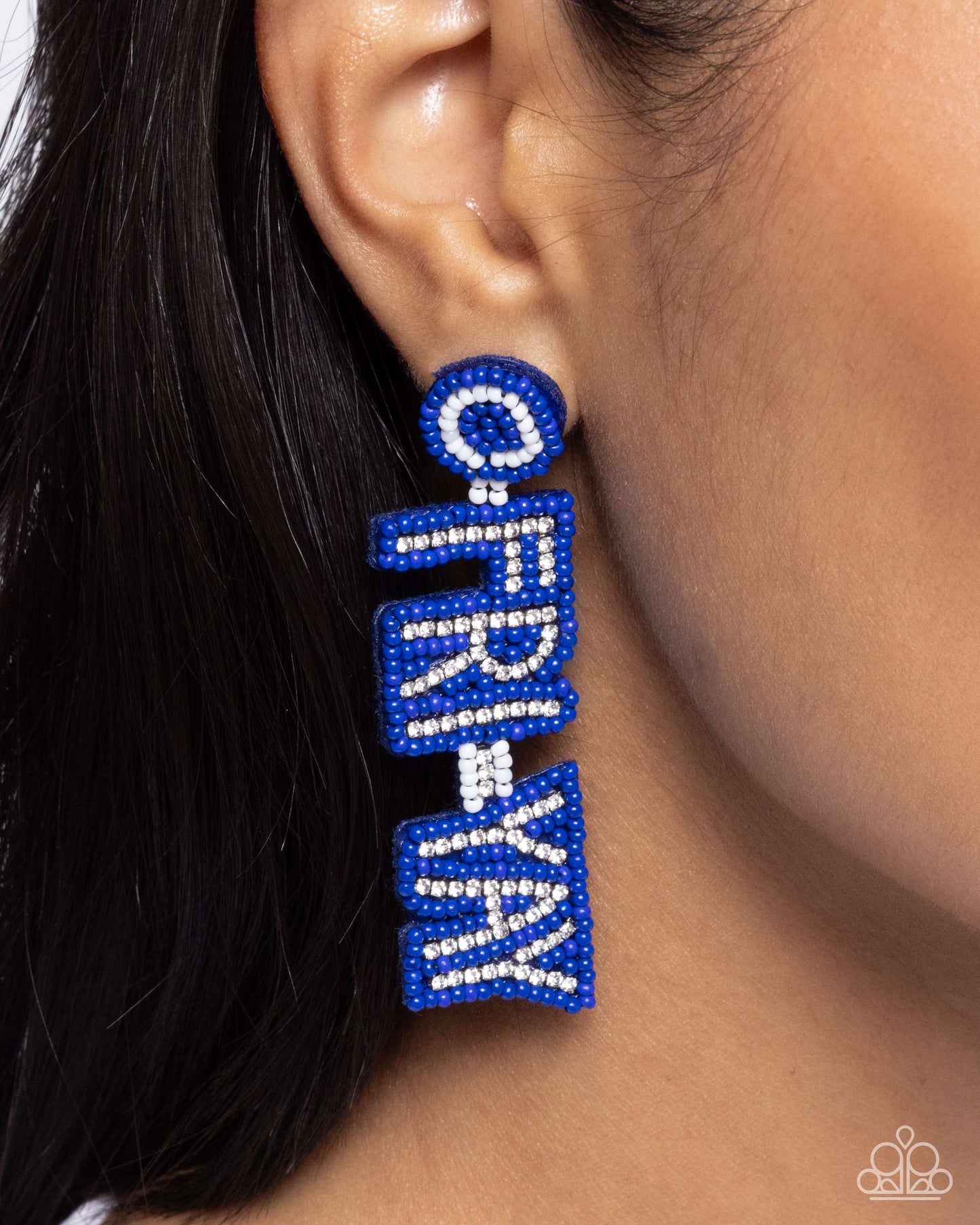 Its Friday! - Blue "FRI-YAY" Seed Bead Post Earrings - Paparazzi Accessories
