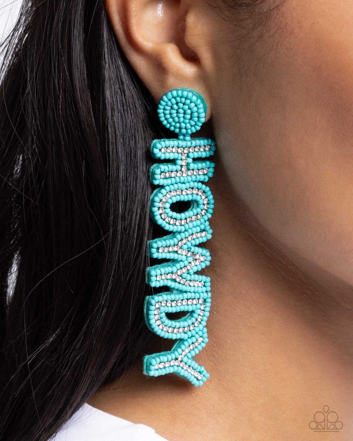 Howdy Headline - Blue Seed Bead Post Earrings - Paparazzi Accessories