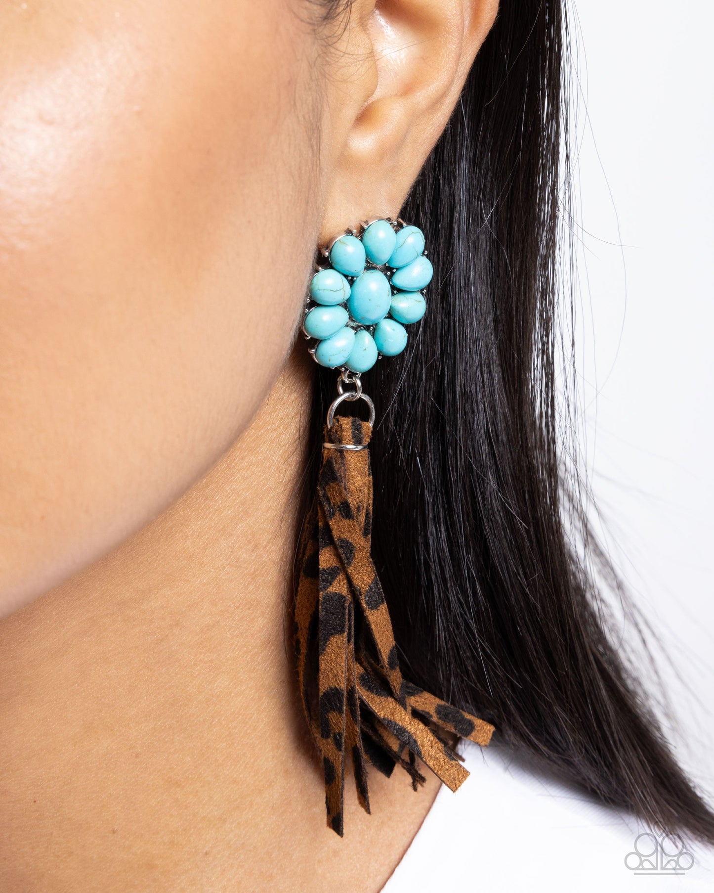 Hometown Hero - Blue Turquoise Crackle Stone Post Earrings - Paparazzi Accessories
