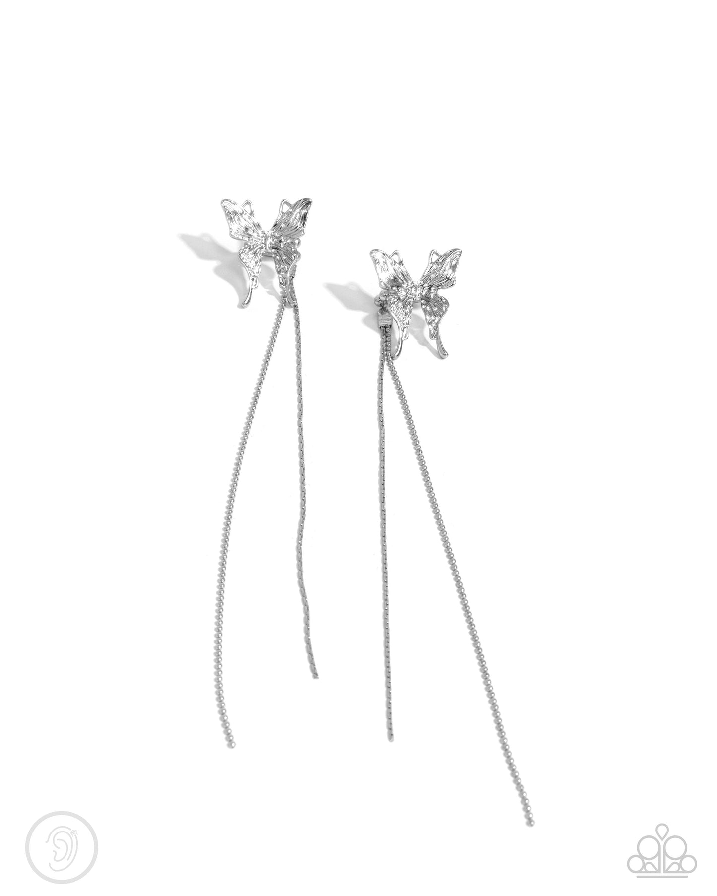 Take Flight - Silver Butterfly Ear Cuff Earrings - Paparazzi Accessories