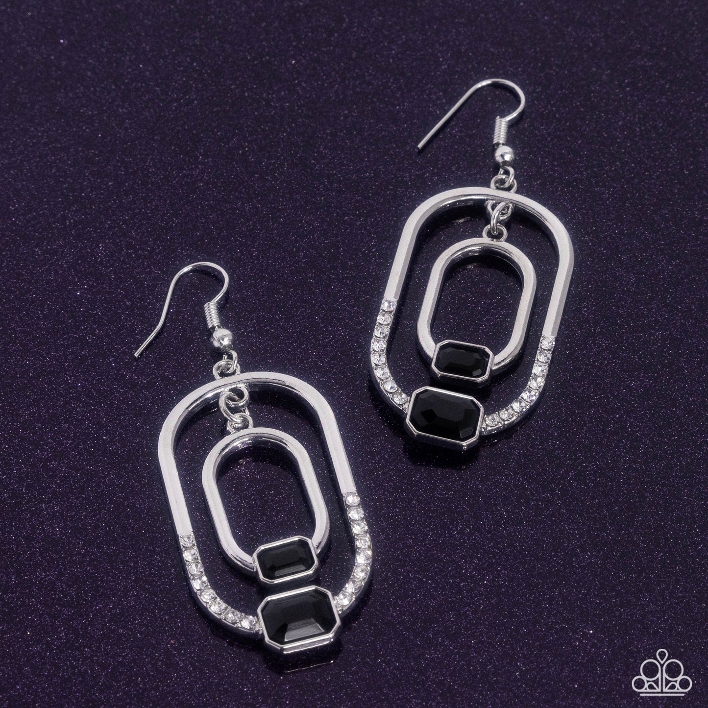 Matching Magic - Black Onyx Gem Silver Fishhook Earrings - Paparazzi Accessories