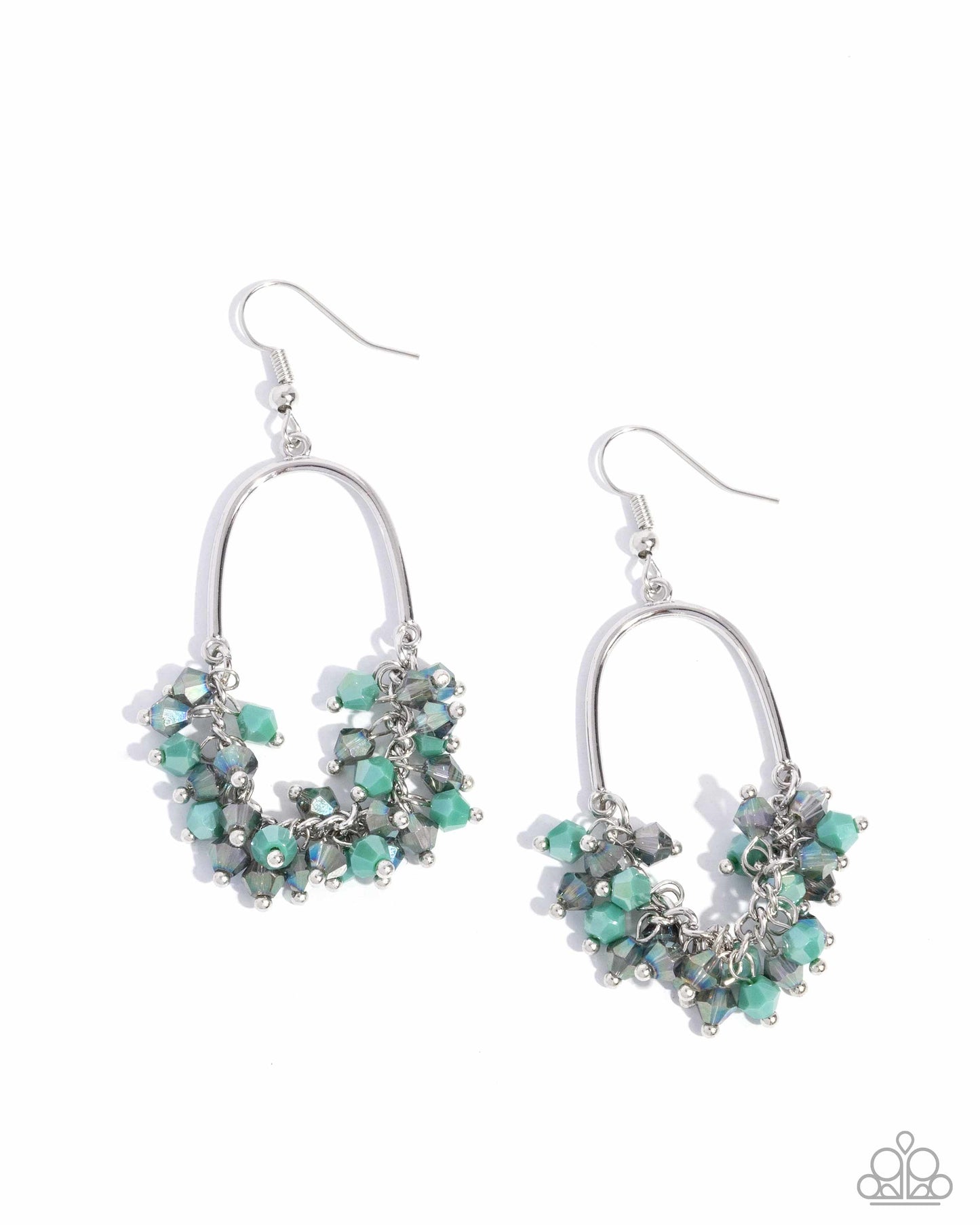 Chandelier Check - Green Beaded Fishhook Earrings - Paparazzi Accessories