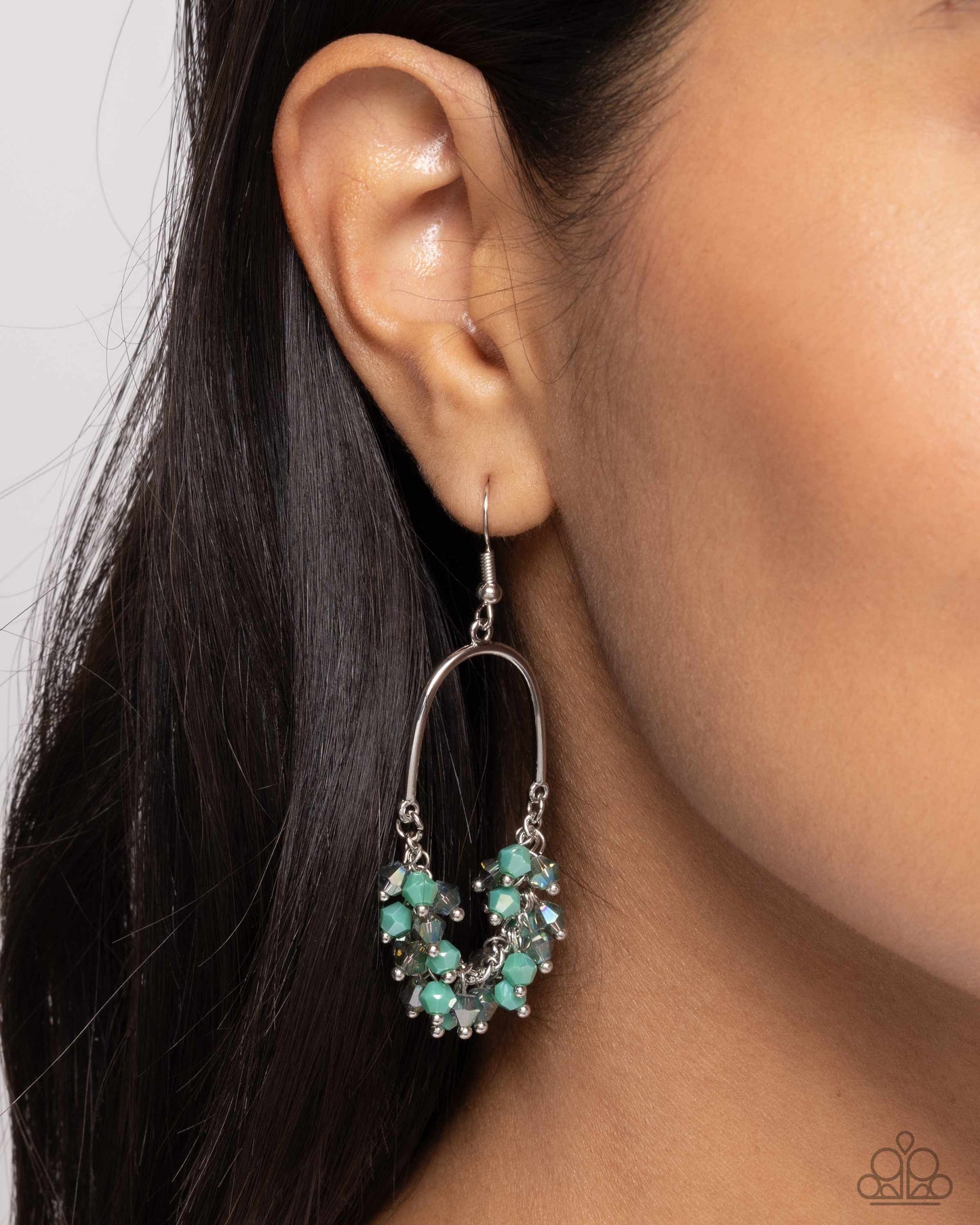 Chandelier Check - Green Beaded Fishhook Earrings - Paparazzi Accessories