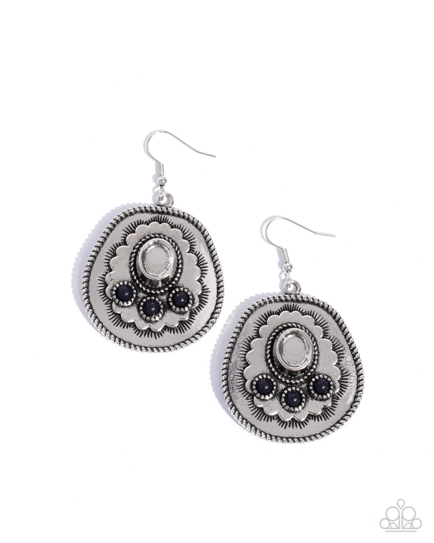 Cowboy Chaperone - Black Crackle Stone Earrings - Paparazzi Accessories