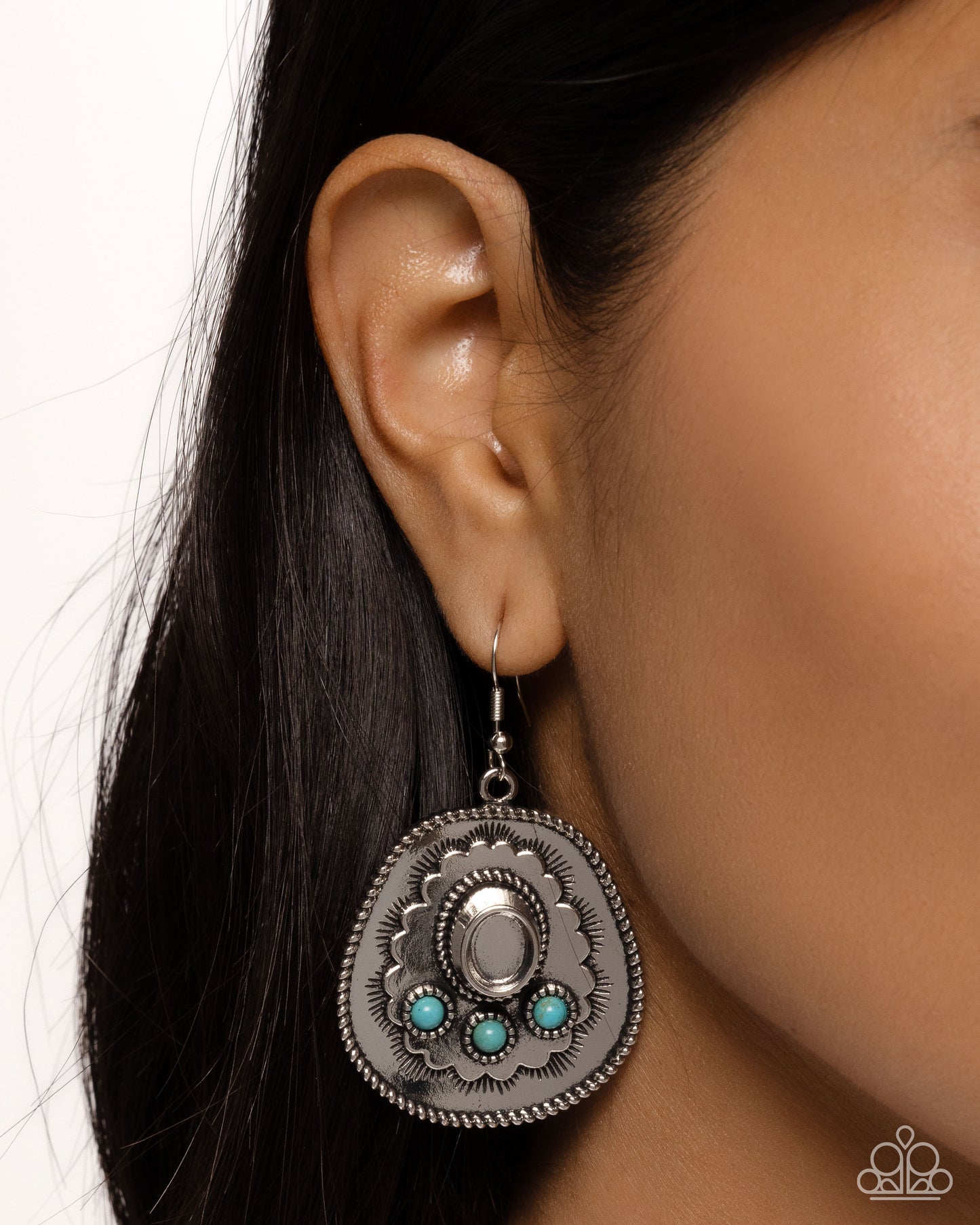 Cowboy Chaperone - Blue Crackle Stone Fishhook Earrings - Paparazzi Accessories