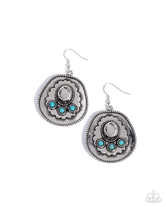 Cowboy Chaperone - Blue Crackle Stone Fishhook Earrings - Paparazzi Accessories