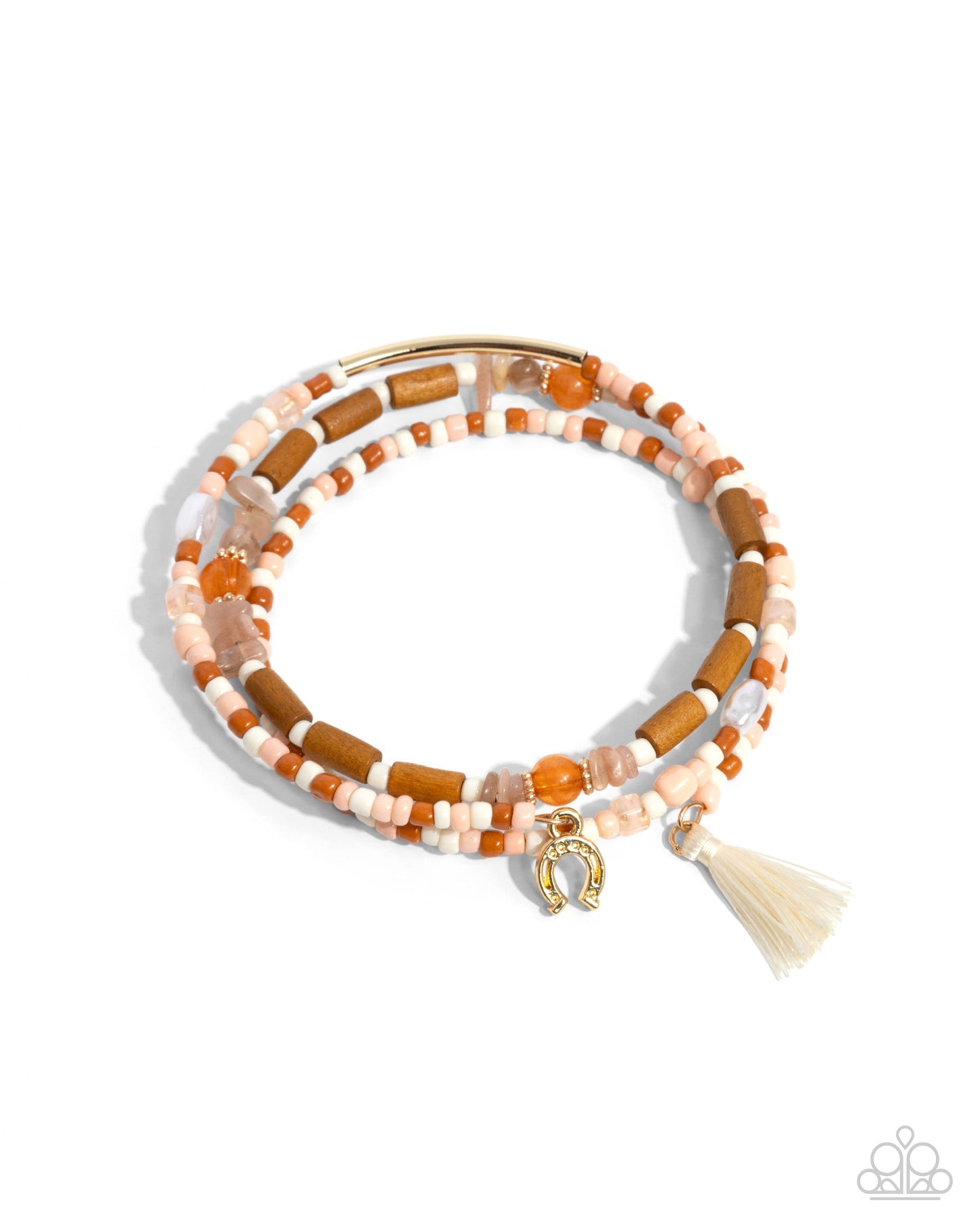 Colored Conversation - Orange Seed Bead Coil Bracelet - Paparazzi Accessories