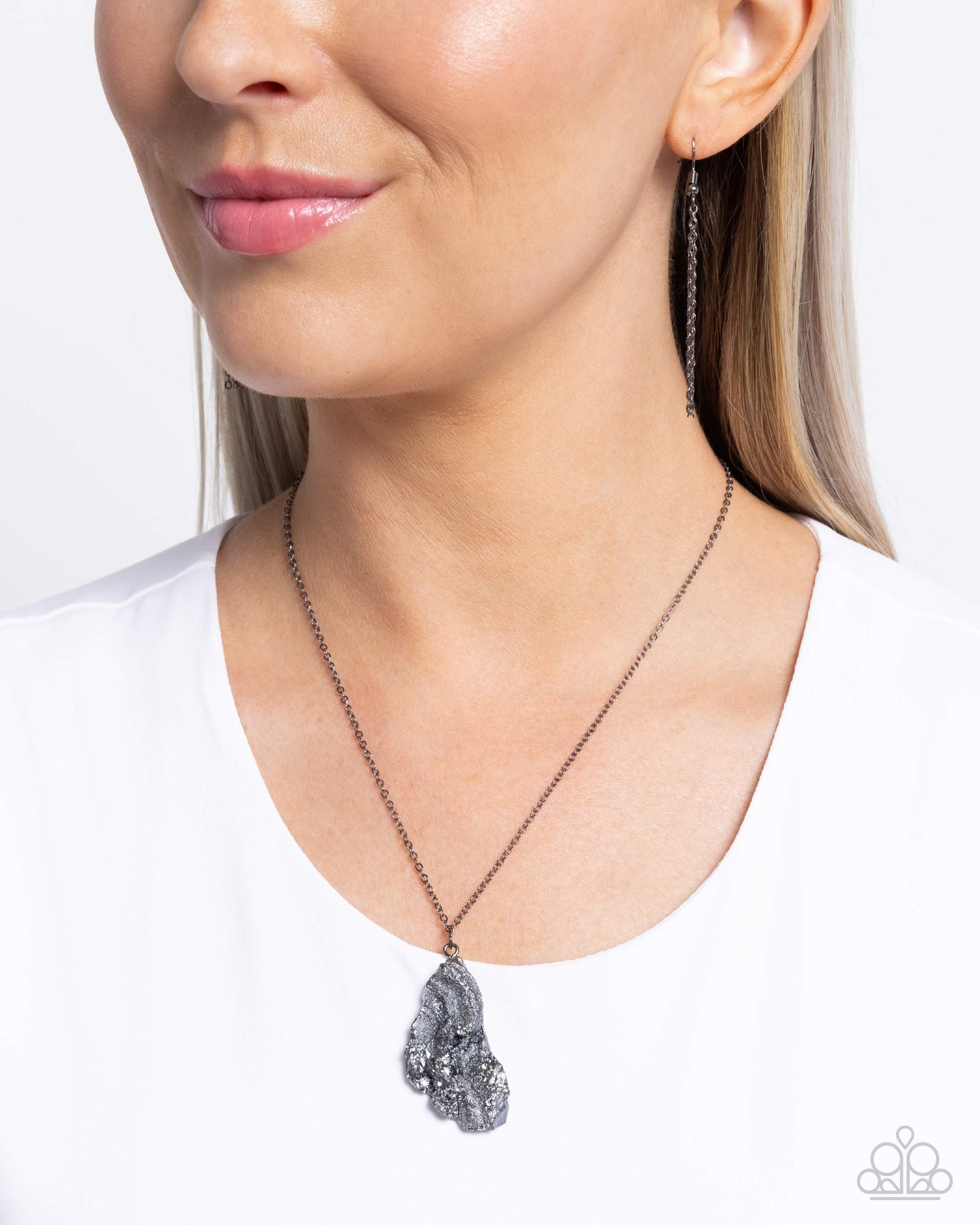 Experimental Echo - Black Druzy Necklace - Paparazzi Accessories