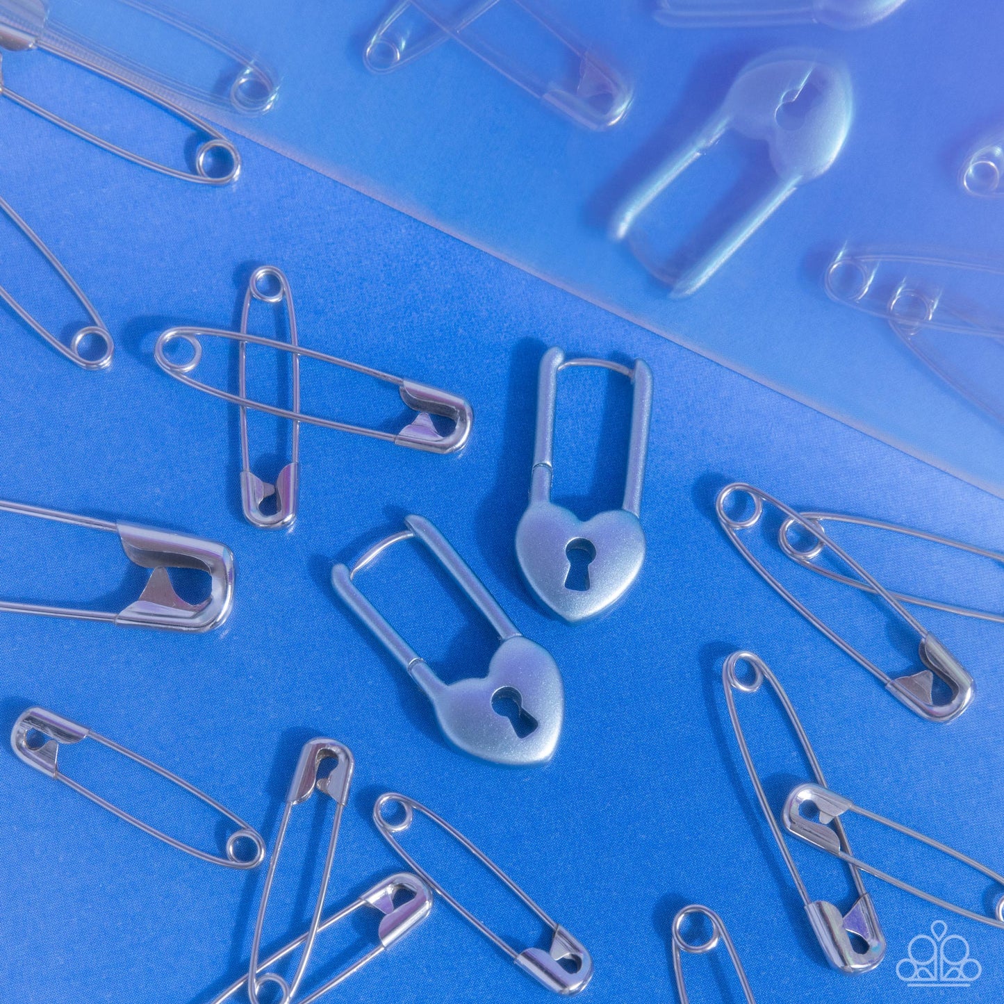 Pampered Padlock - Blue Heart Hinge Earrings - Paparazzi Accessories