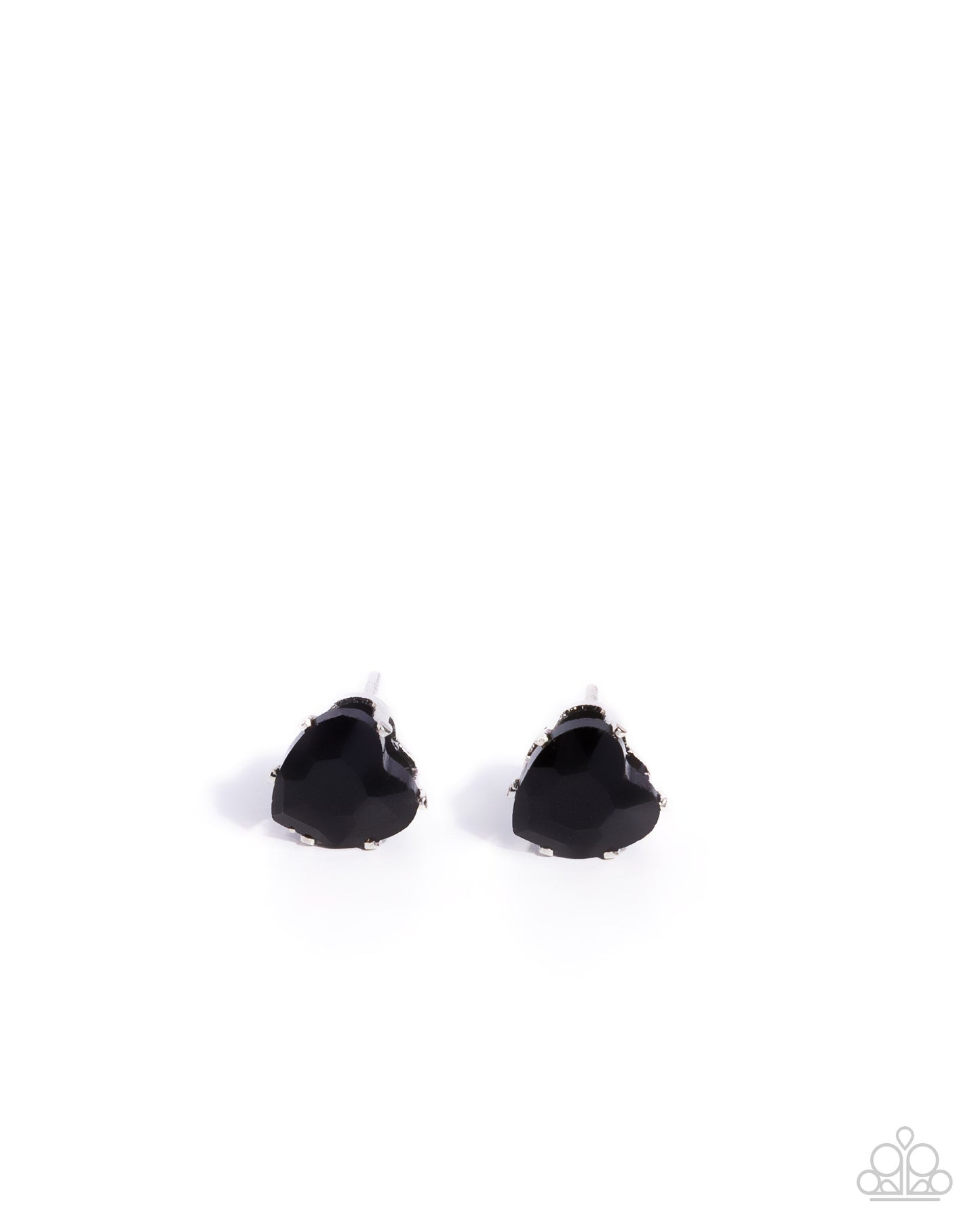 Sweetheart Stunner - Black Onyx Silver Post Earrings - Paparazzi Accessories