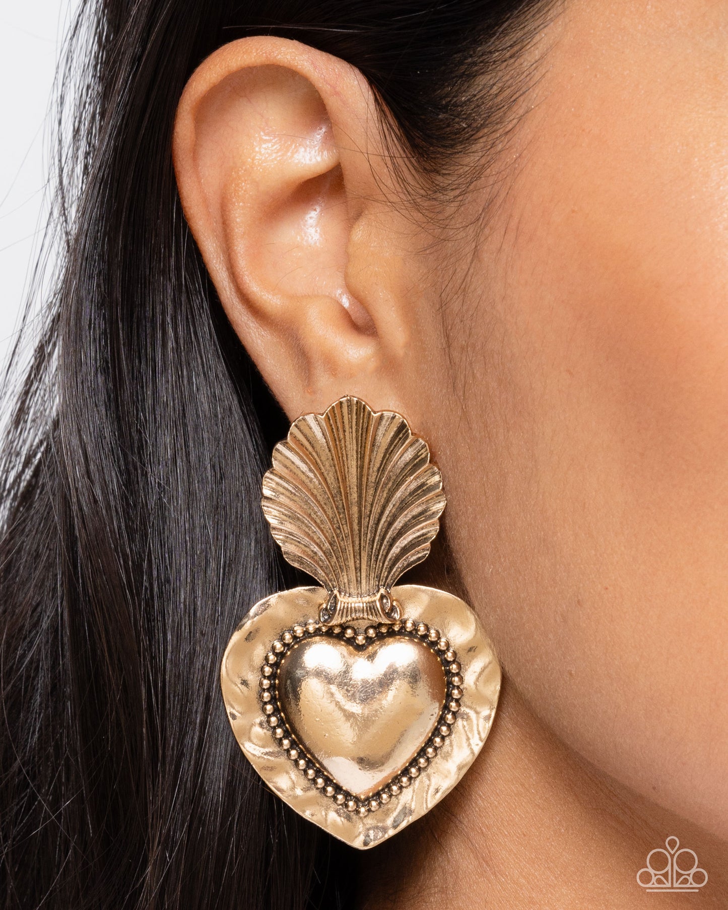 Mythical Moment - Gold Heart Earrings - Paparazzi Accessories