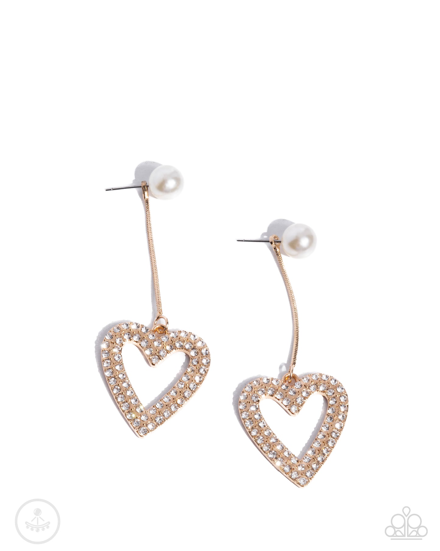 Valentines Vision - Gold Heart White Pearl Double Sided Post Earrings - Paparazzi Accessories