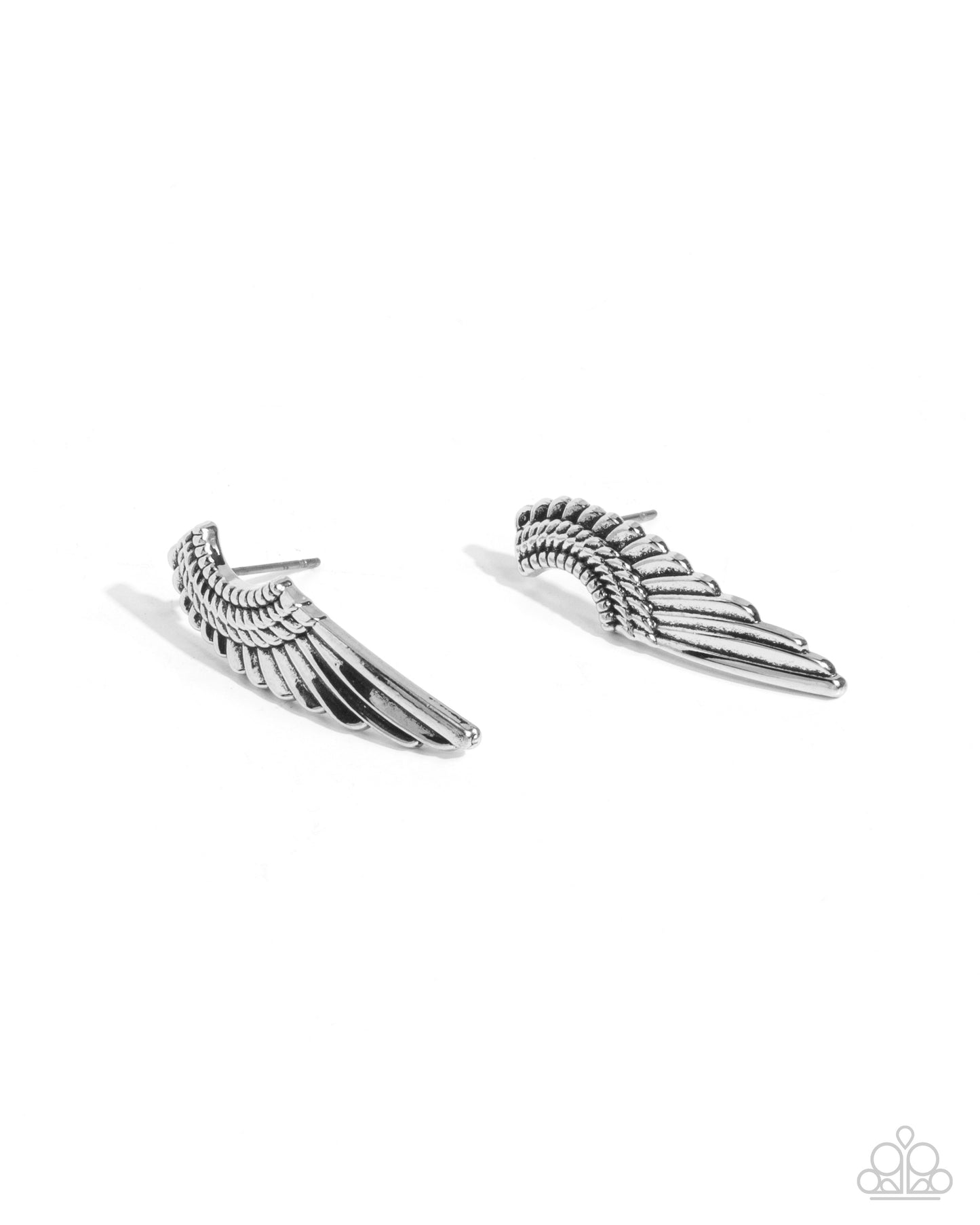 Angelic Altitude - Silver Angel Wing Post Earrings - Paparazzi Accessories