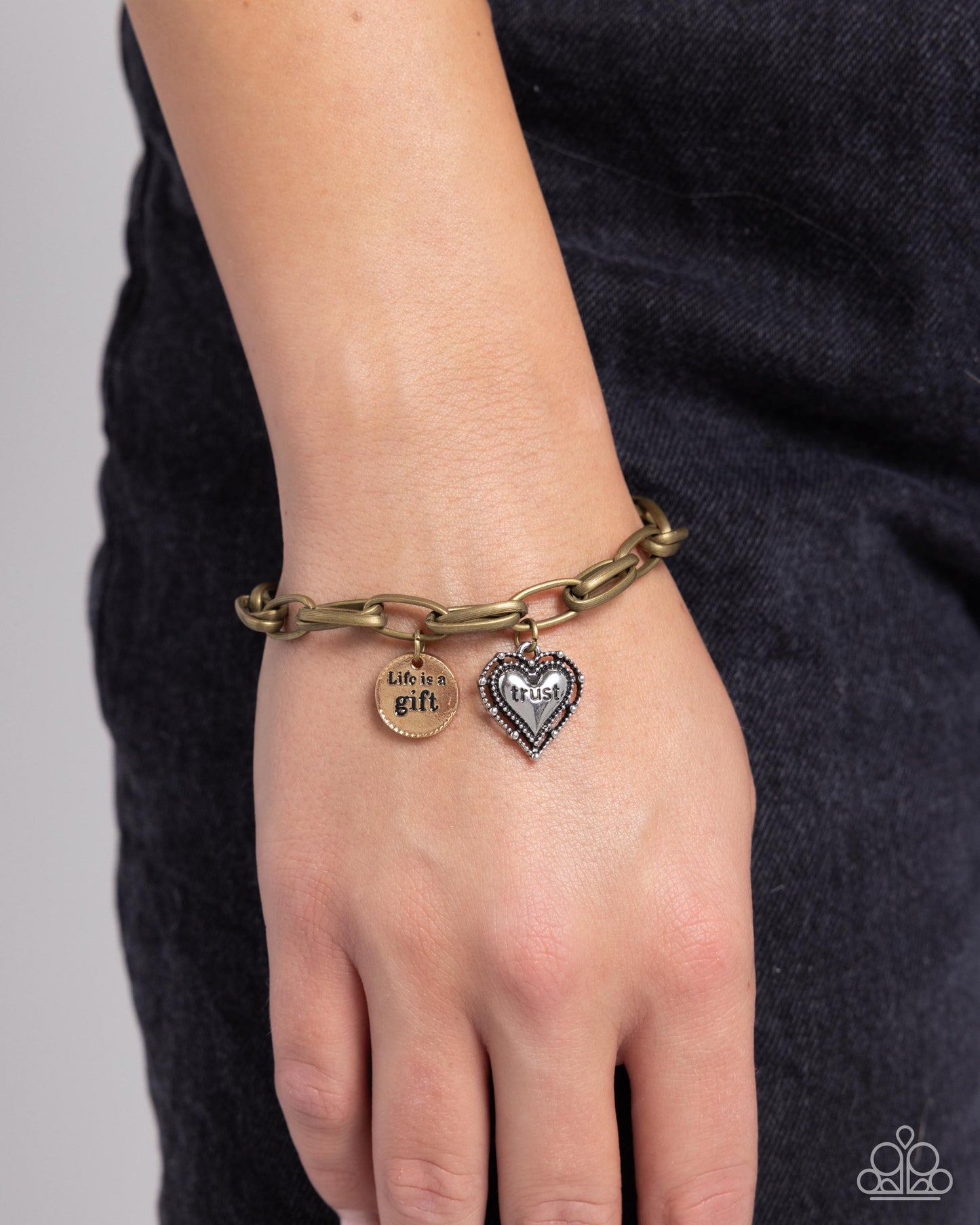 Life Is A Gift - Multi Charm Mixed Metal Clasp Bracelet - Paparazzi Accessories