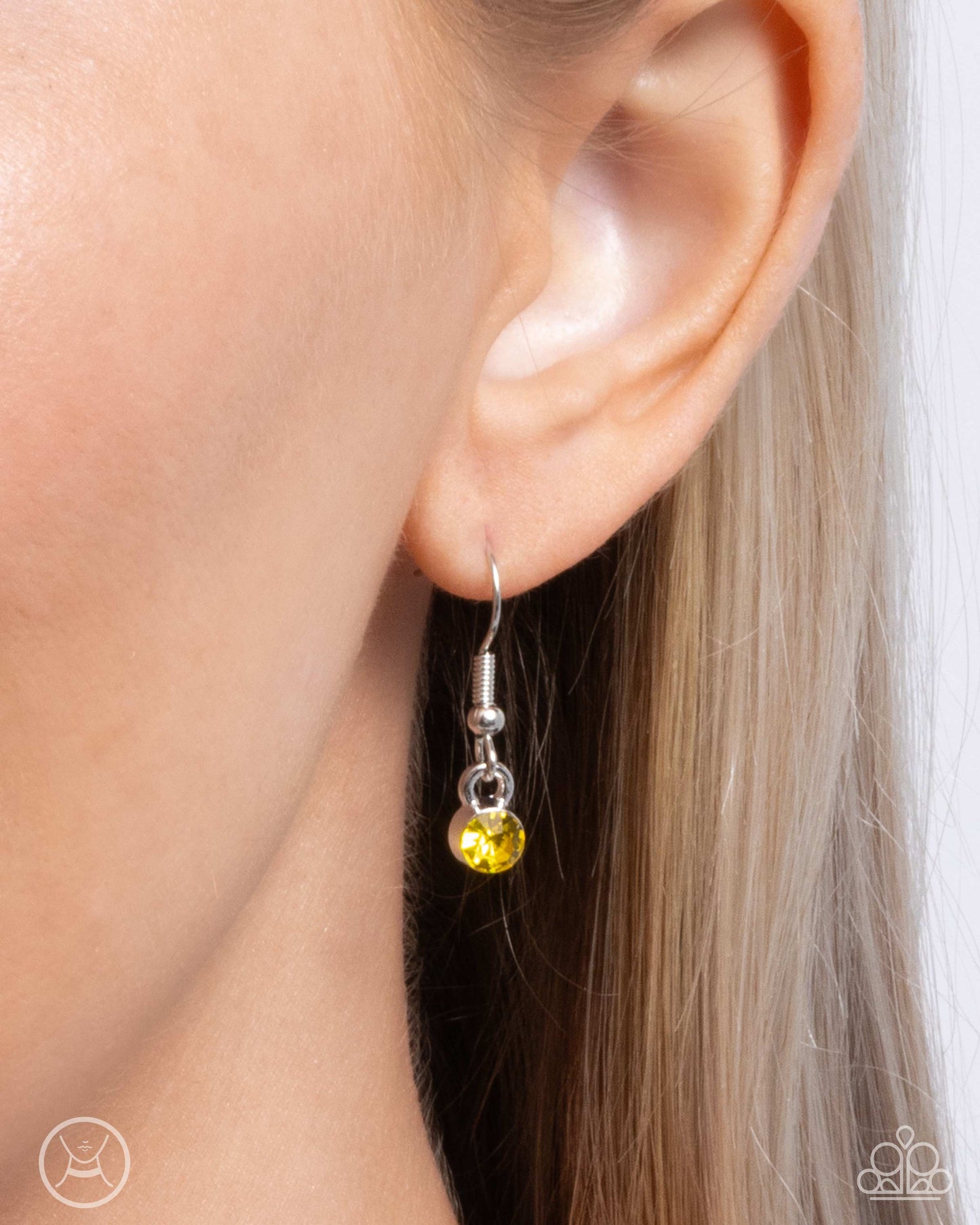 Buckingham Bow - Yellow Rhinestone Silver Choker Necklace - Paparazzi Accessories