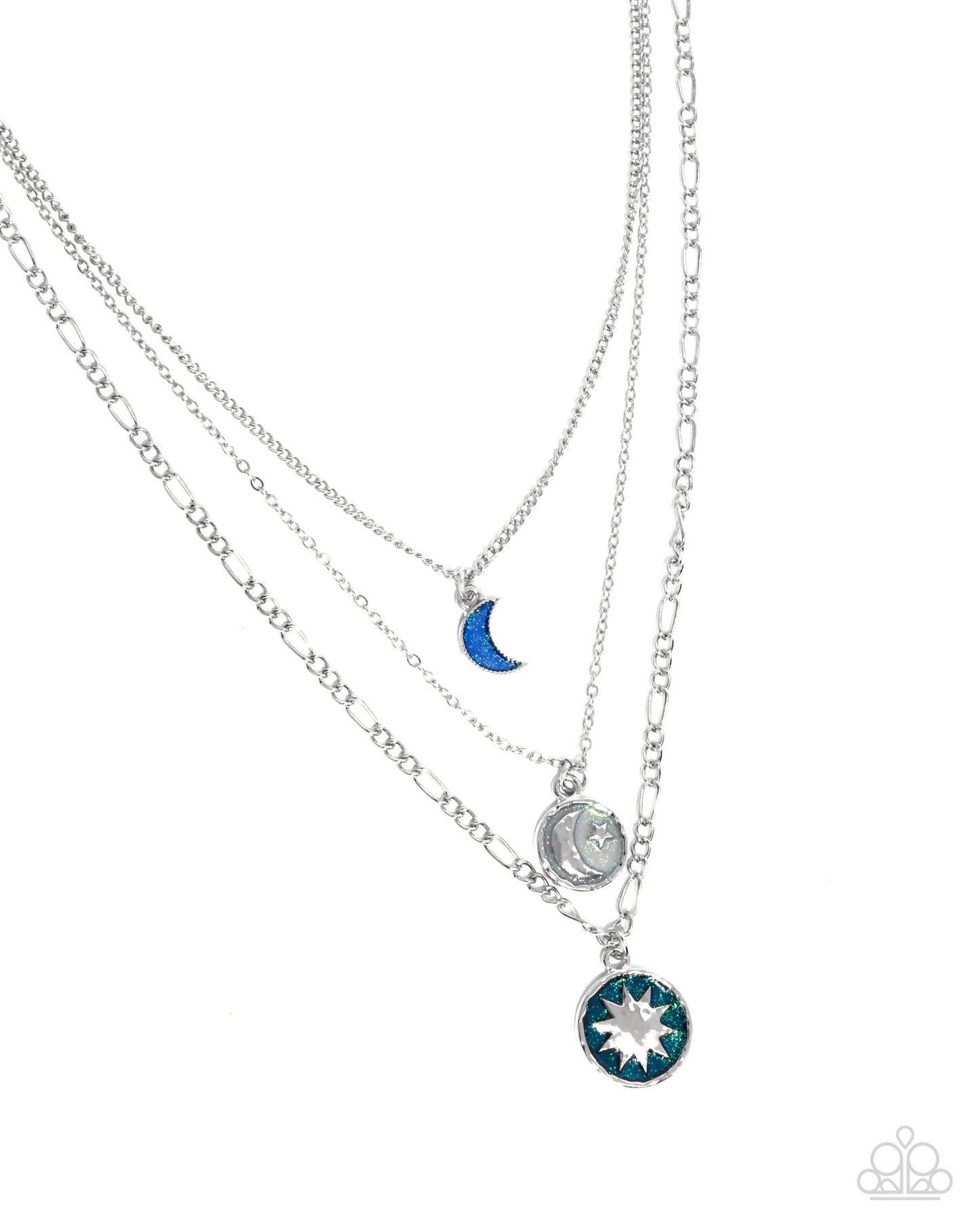 Celestial Caliber - Blue Tiered Silver Necklace - Paparazzi Accessories