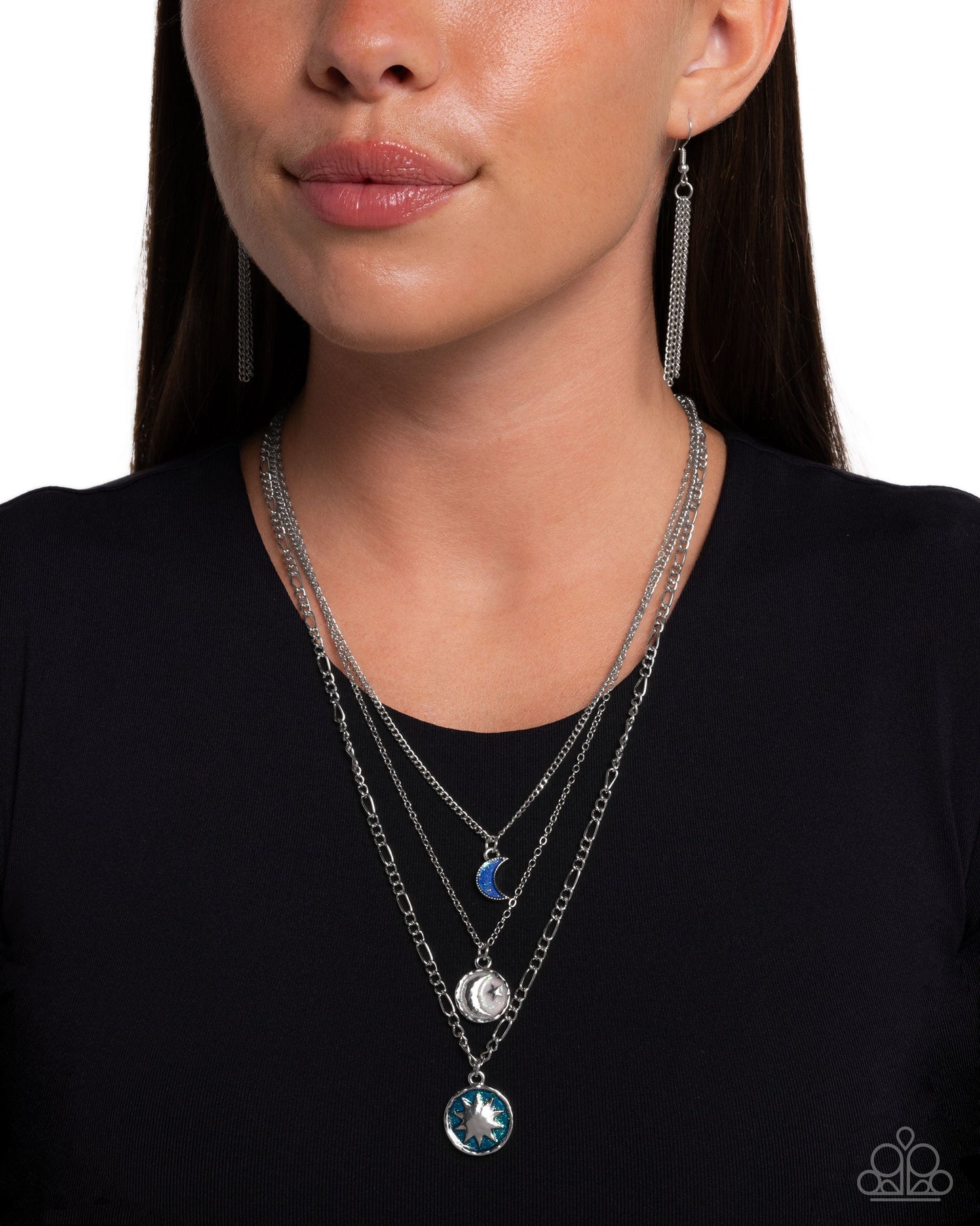 Celestial Caliber - Blue Tiered Silver Necklace - Paparazzi Accessories