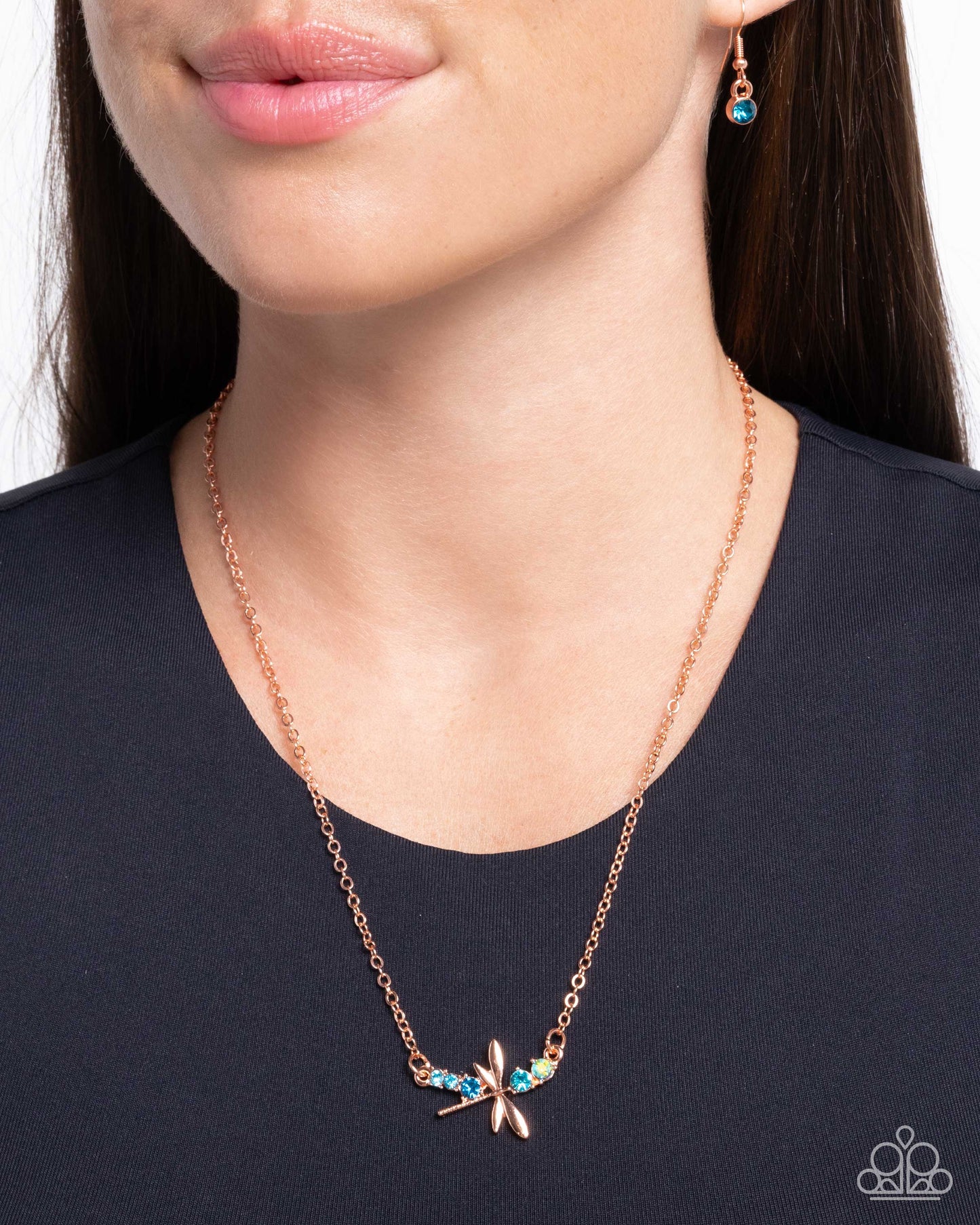 Dragonfly Deed - Copper Dragonfly Necklace - Paparazzi Accessories