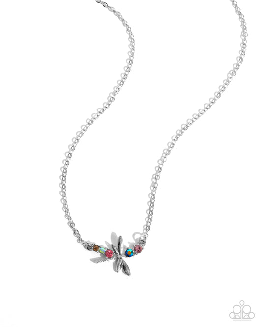 Dragonfly Deed - Multi UV and Iridescent Dragonfly Necklace - Paparazzi Accessories