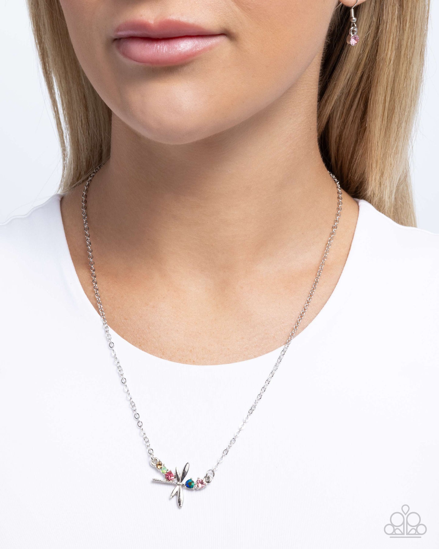 Dragonfly Deed - Multi UV and Iridescent Dragonfly Necklace - Paparazzi Accessories