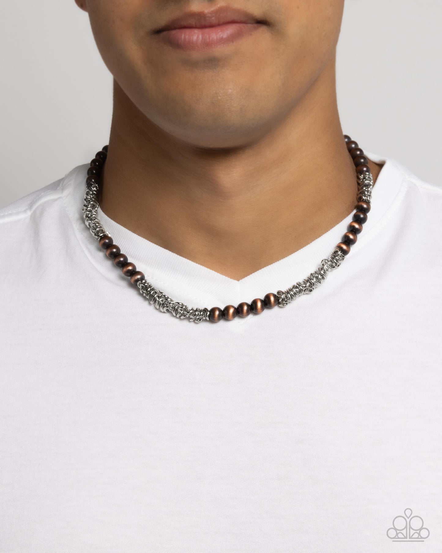 Chained Consistency - Multi - Brown Navajo Pearls & Silver Links Urban Necklace - Paparazzi Accessories