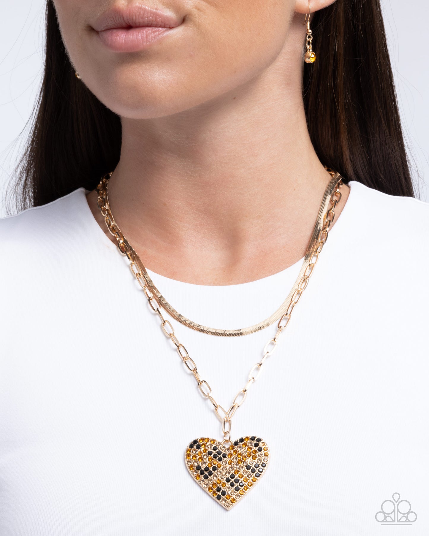 Cheetah Class - Brown Heart Pendant Necklace - Paparazzi Accessories