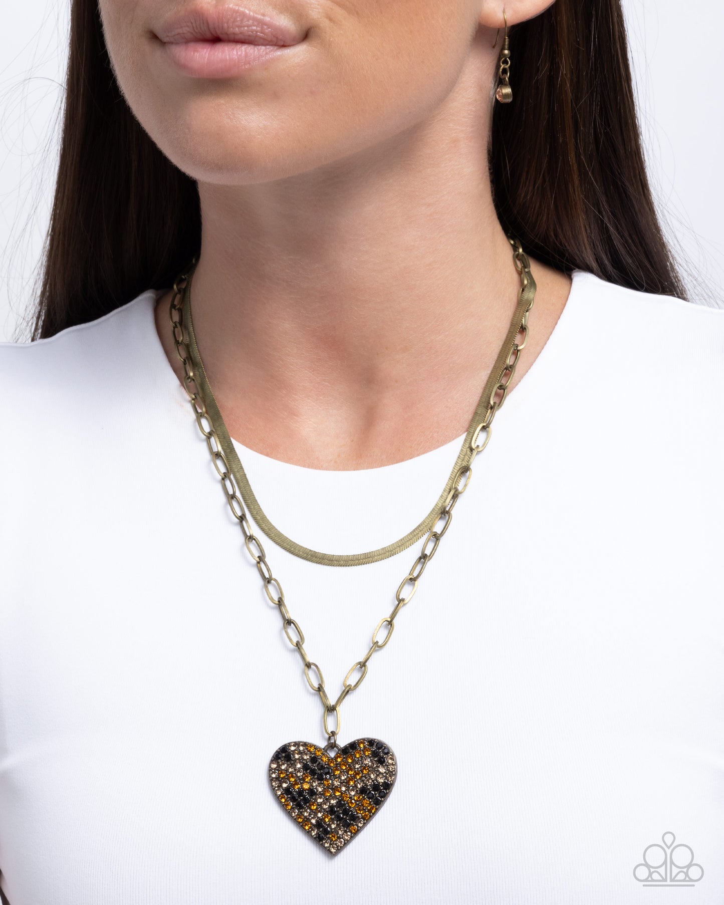 Cheetah Class - Brass Heart Necklace - Paparazzi Accessories