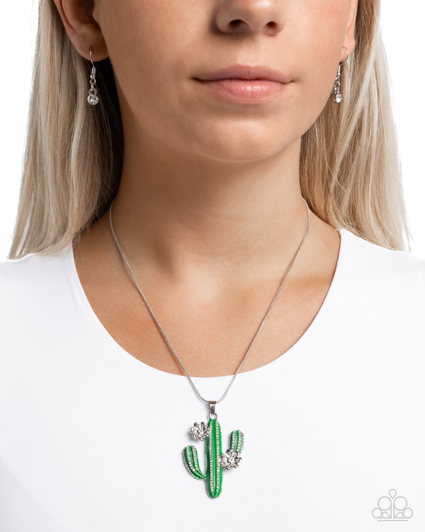 Carefree Cactus - Green Pendant Necklace - Paparazzi Accessories