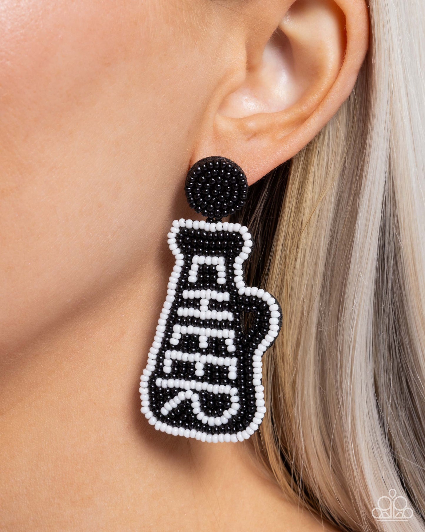 Cheer Captain - Black Seed Bead Post Earrings - Paparazzi Accessories