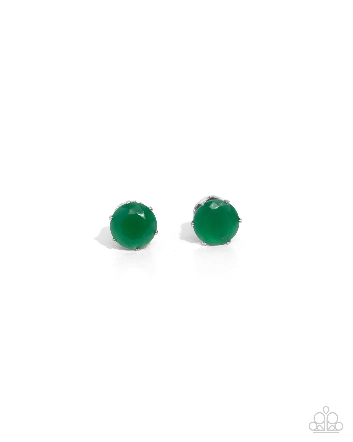 Simply Sublime - Green Cubic Zirconia Silver Post Earrings - Paparazzi Accessories