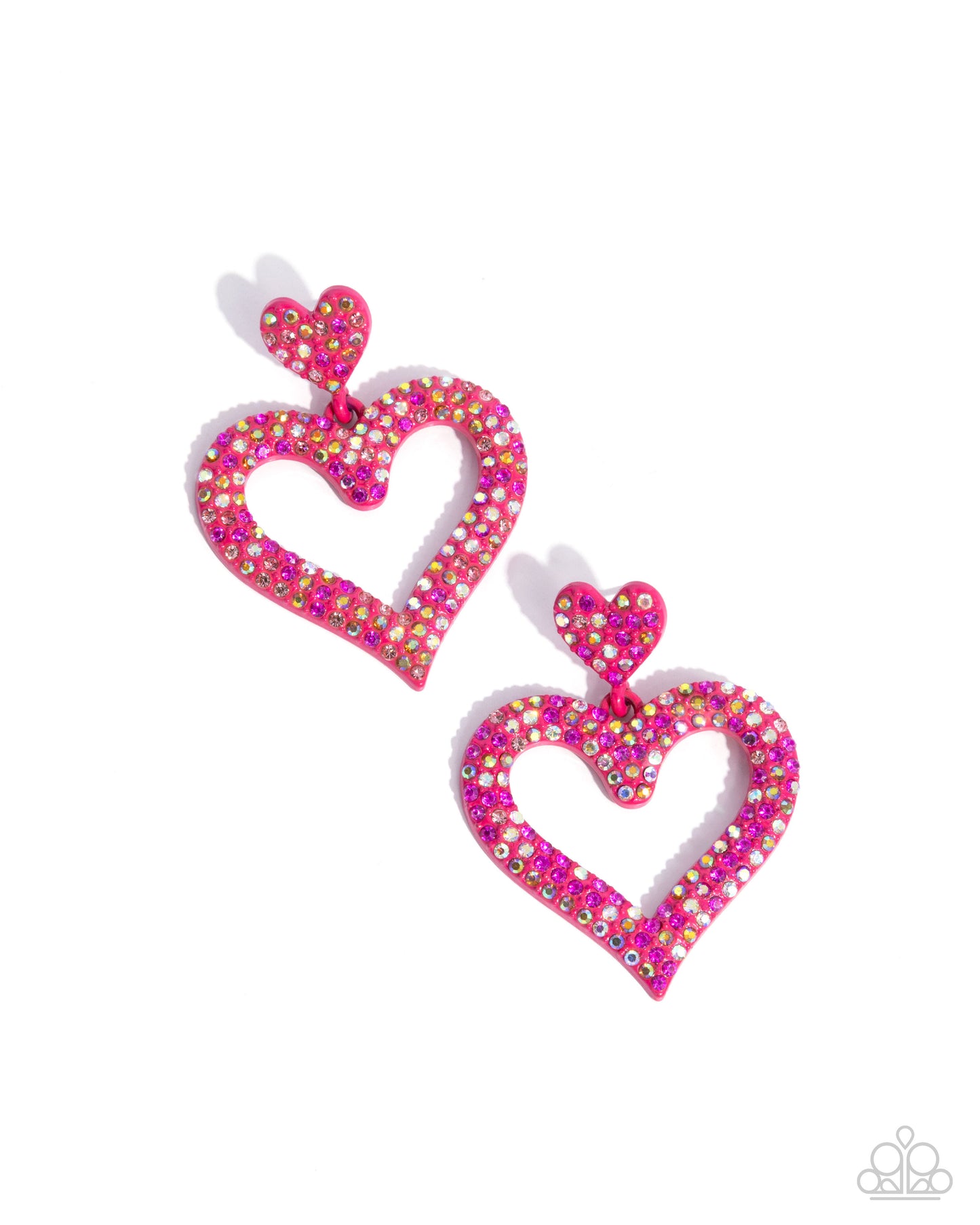 Dazzling Deed - Pink Gem Heart Post Earrings - Paparazzi Accessories
