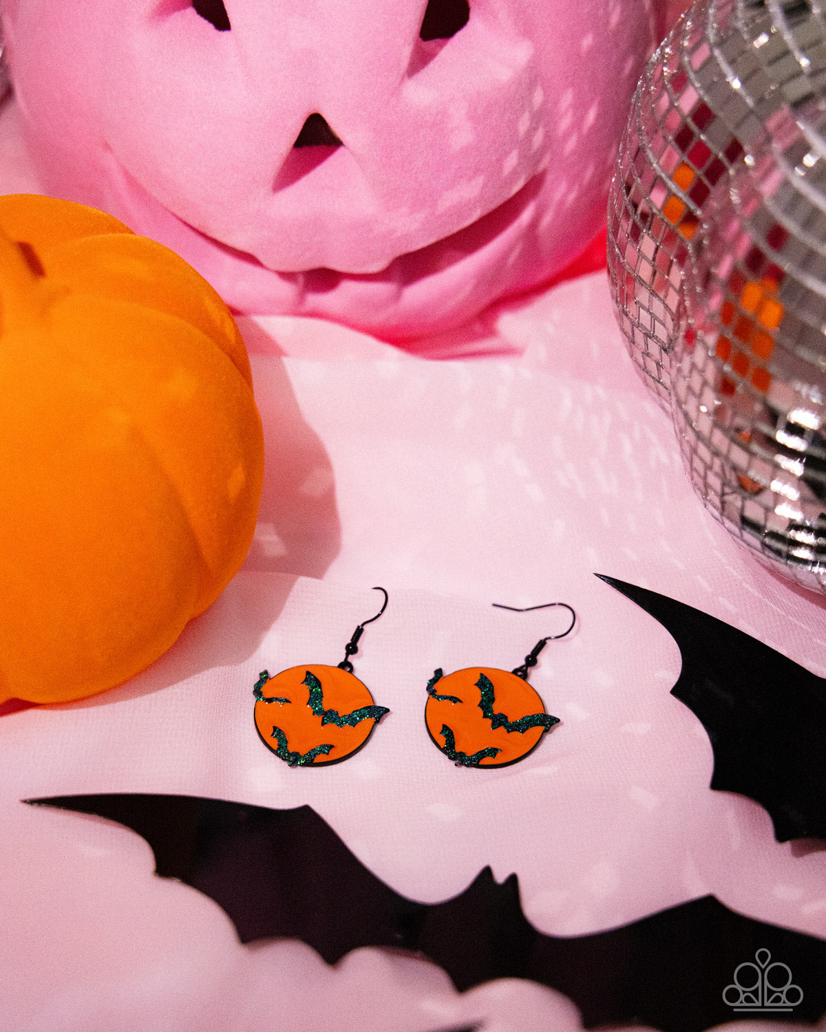 Vampire Bats - Orange Halloween Fishhook Earrings - Paparazzi Accessories