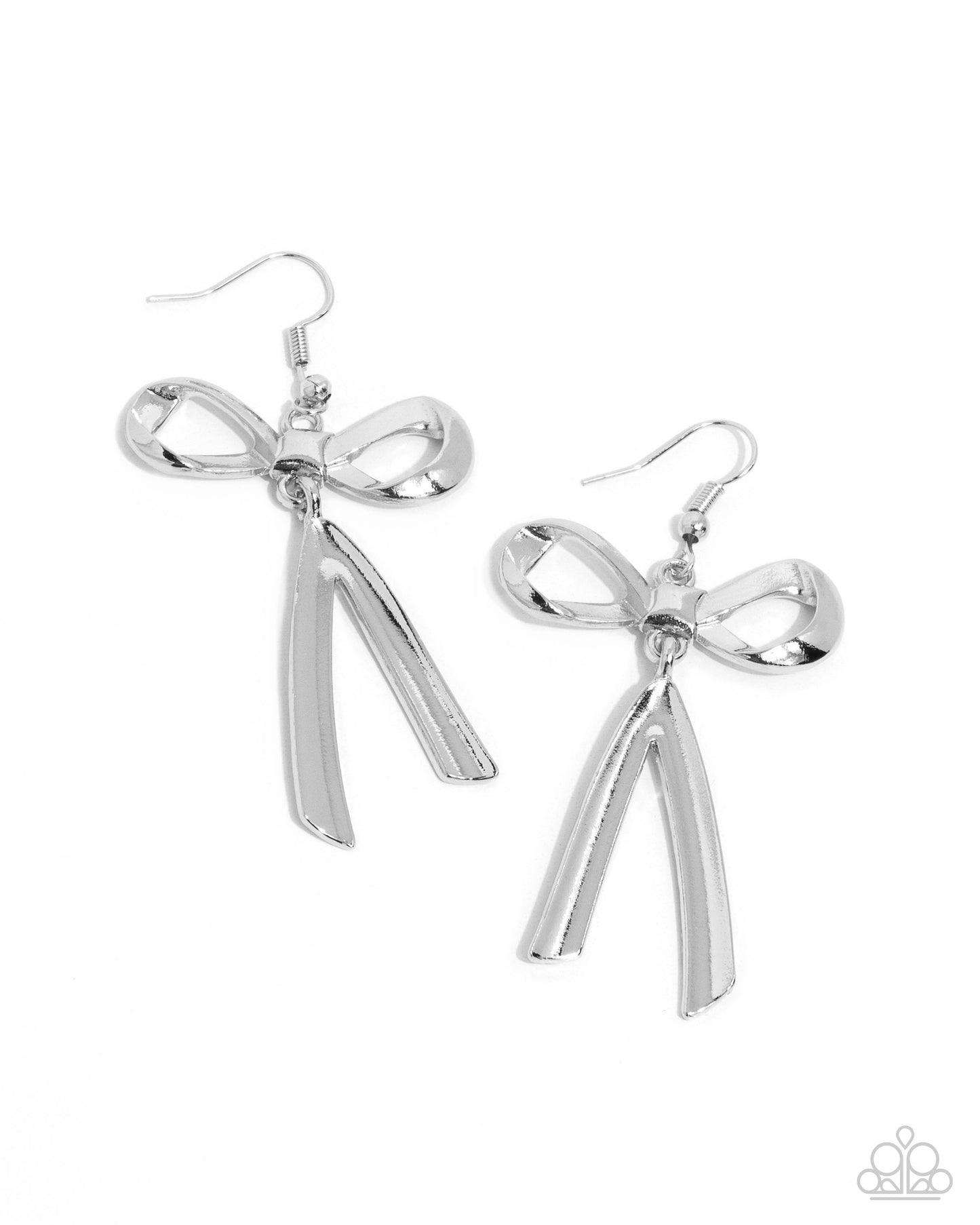 Dapper Delivery - Silver Bow Fishhook Earrings - Paparazzi Accessories